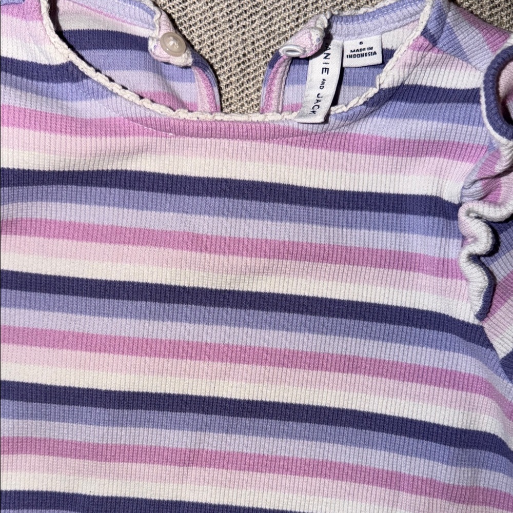 Janie and Jack Striped Ribbed Ruffle Shoulder Top - Picture 4 of 5